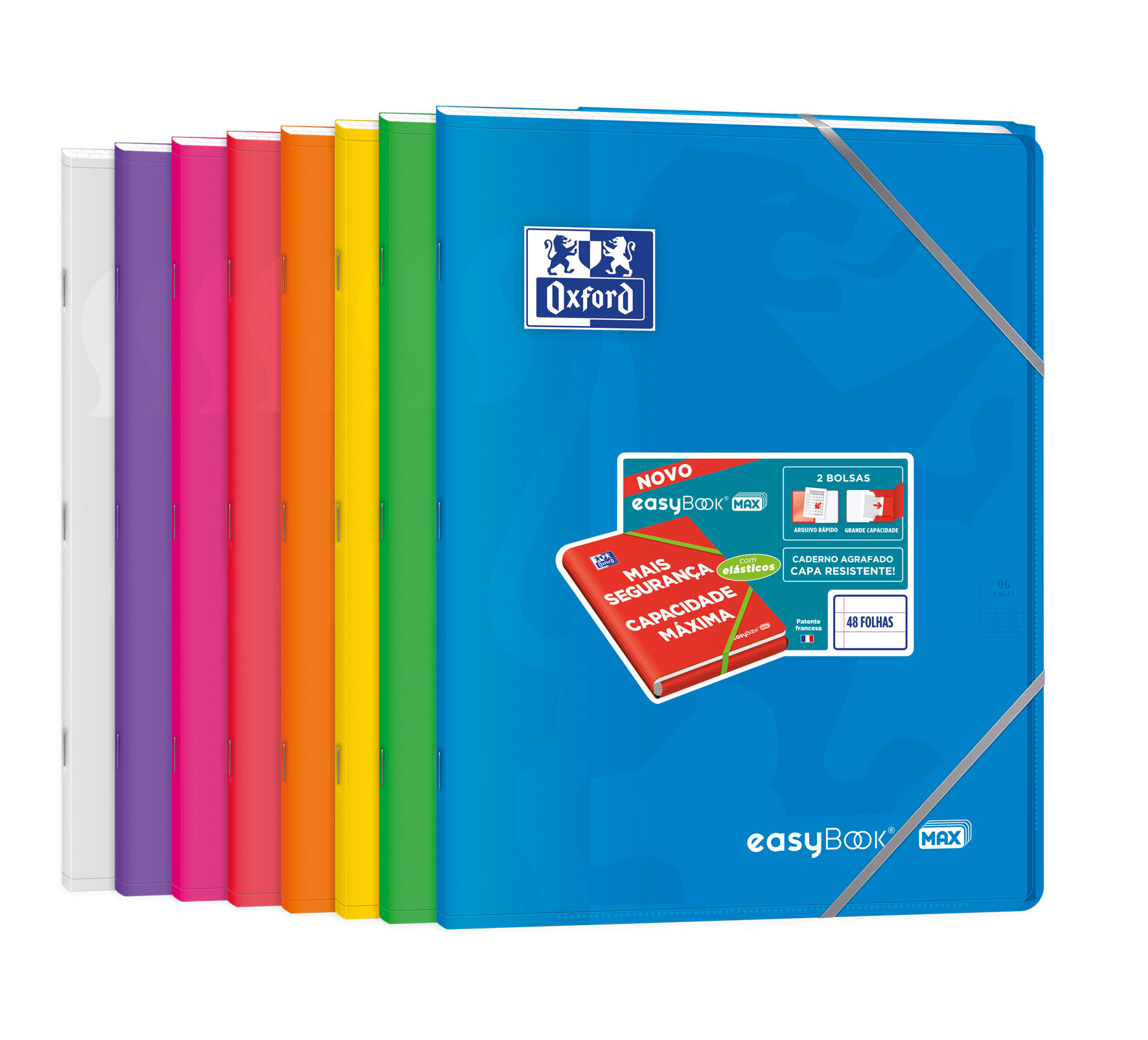 CADERNO AGRAFADO A4 OXFORD EASYBOOK MAXI COM EL&Aacute;STICOS PAUTADO 48 FOLHAS CORES SORTIDAS image number 1