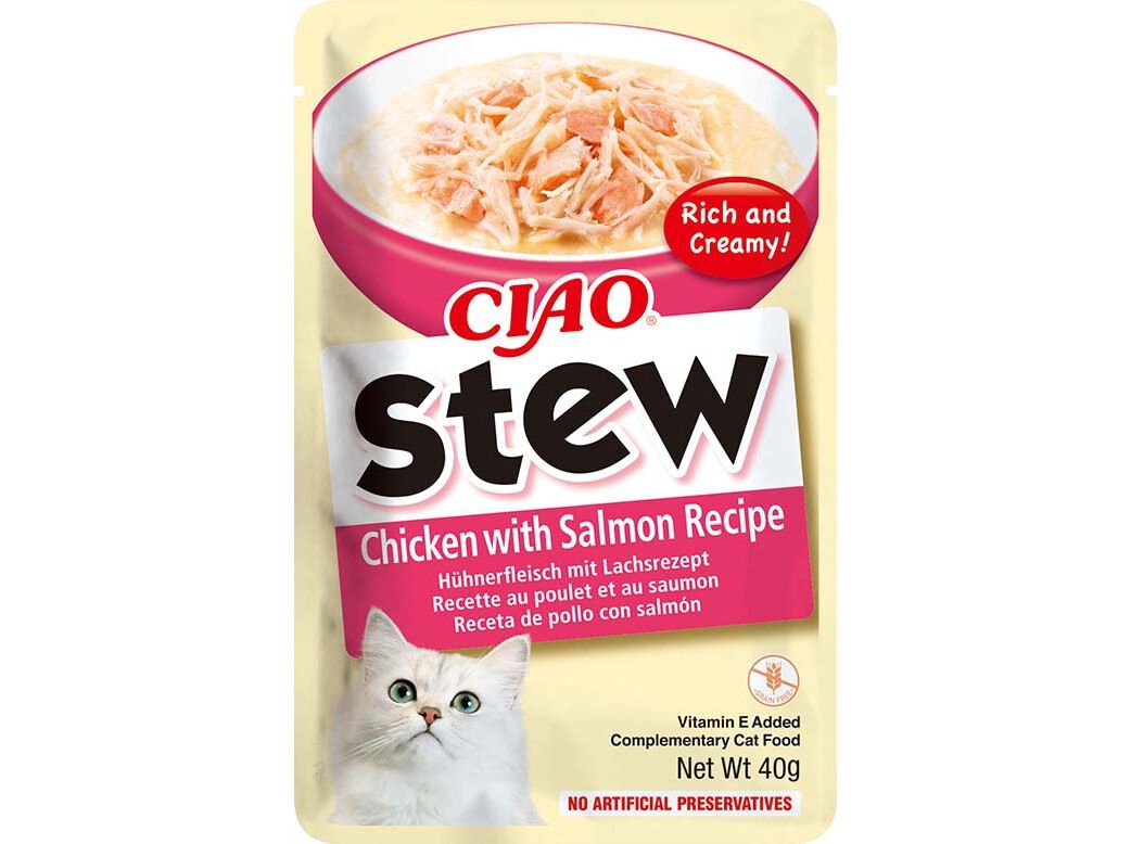 COMIDA HUMIDA GATO CIAO STEW FRANGO/SALM&Atilde;O 40G image number 0