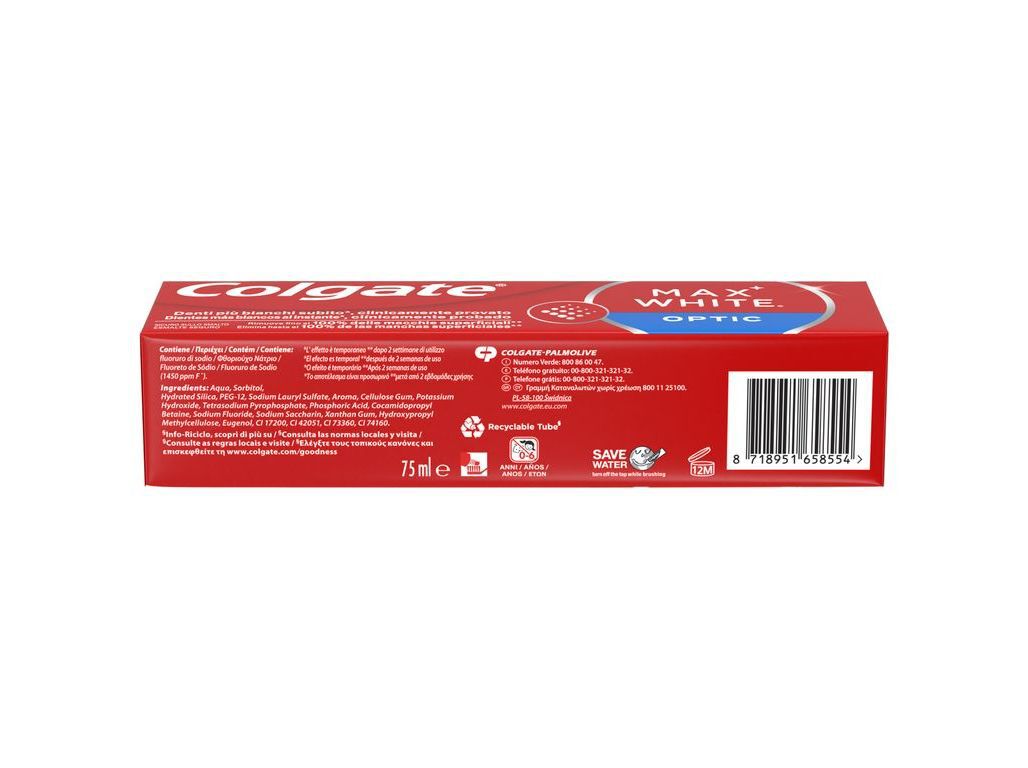 PASTA COLGATE DENT&Iacute;FRICA MAX WHITE ONE OPTIC 75ML image number 2