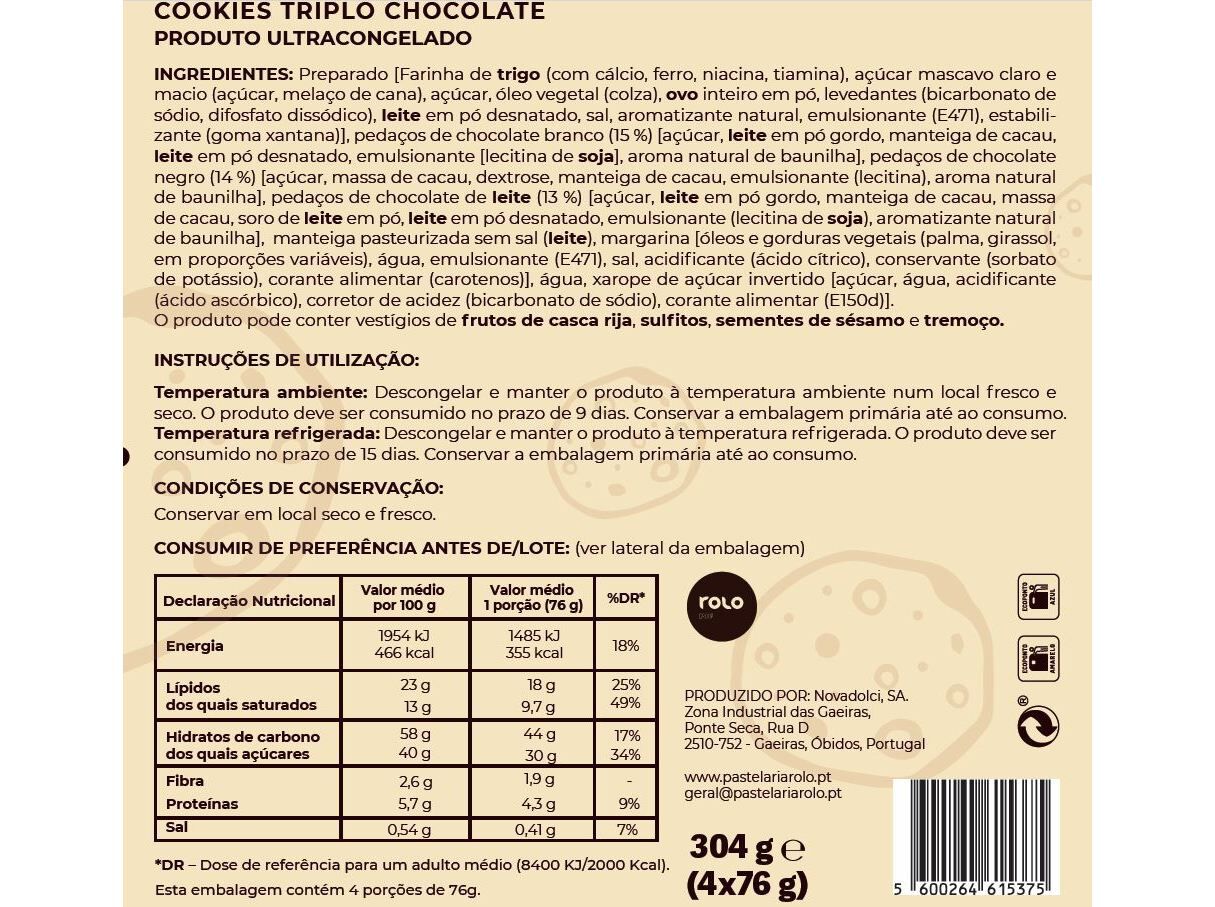 COOKIES ROLO TRIPLO CHOCOLATE 304G image number 1