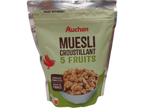 CEREAIS AUCHAN CROUSTY 5 FRUTOS 450G image number 0