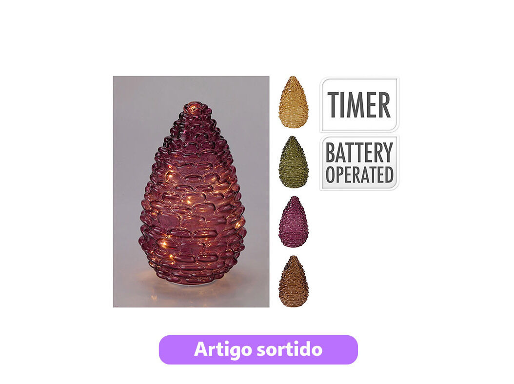 PINHA LED 15X15X25CM CORES SORTIDAS