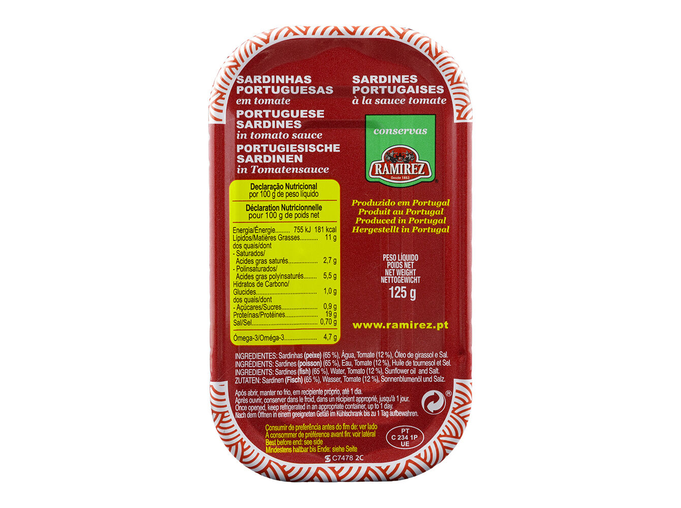 SARDINHA RAMIREZ EM TOMATE 125G image number 1