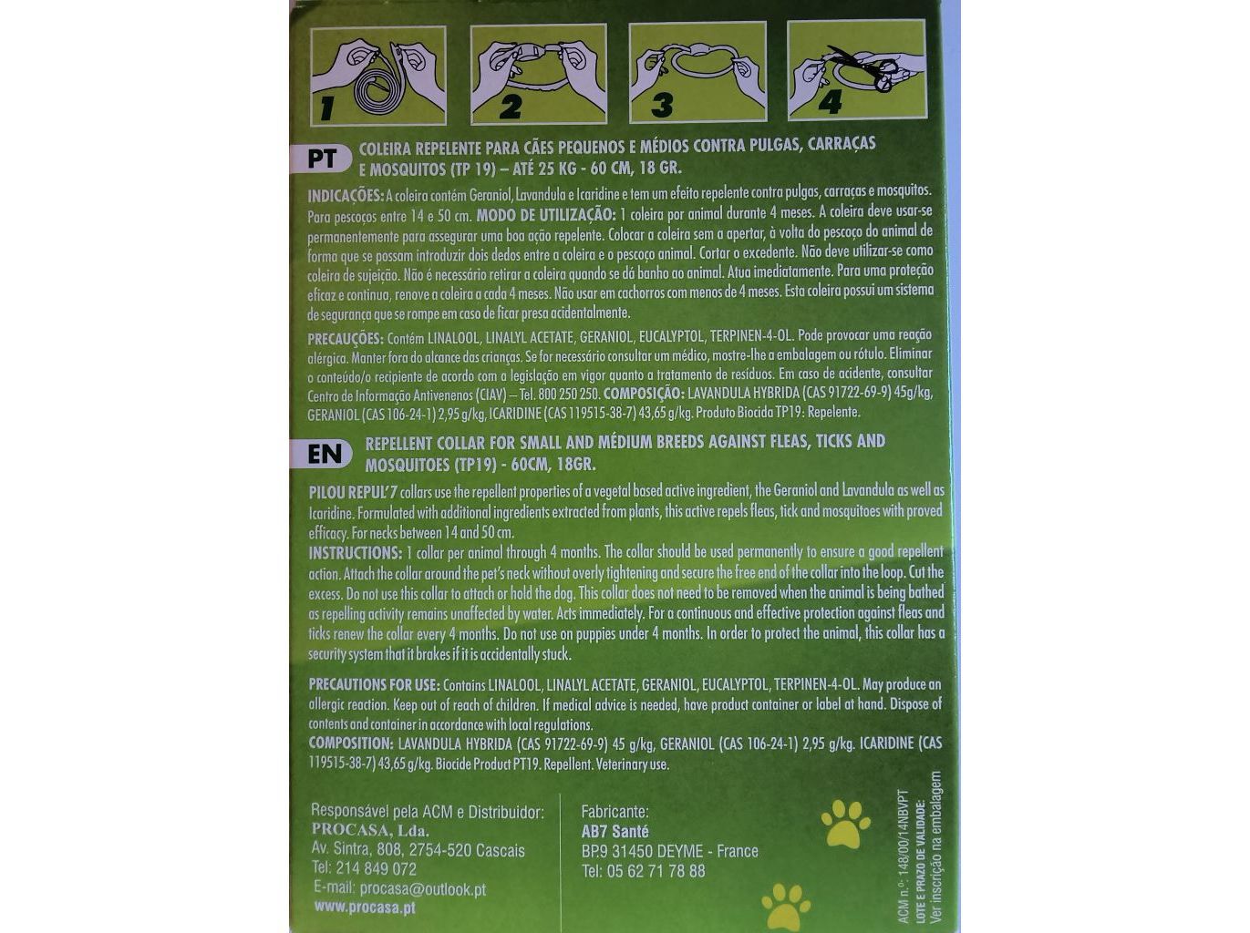 COLEIRA REPELENTE C&Atilde;O PILOU VERDE 60CM image number 1