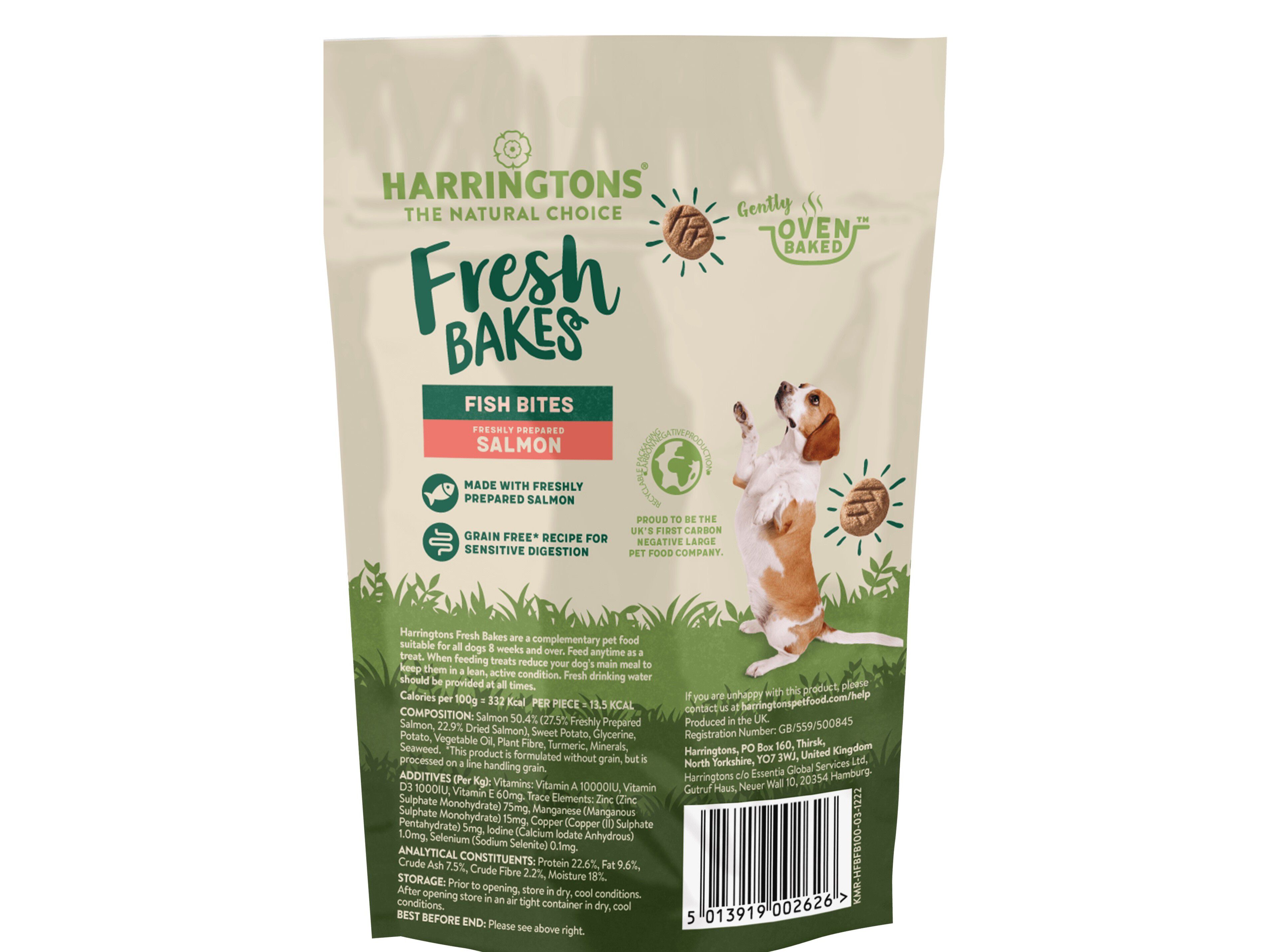 SNACKS PARA C&Atilde;O HARRINGTONS SEM CEREAIS SALM&Atilde;O 100G image number 1