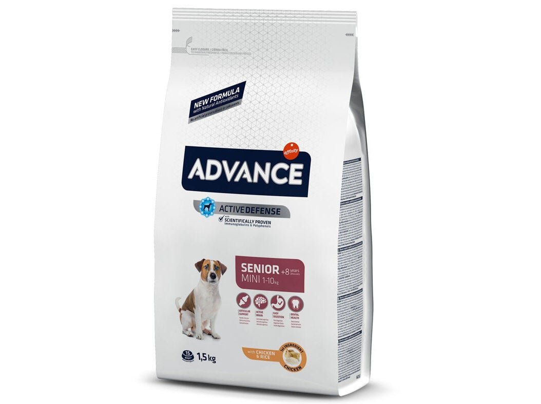 RA&Ccedil;&Atilde;O C&Atilde;O MINI SENIOR ADVANCE FRANGO/ARROZ 1.5KG*