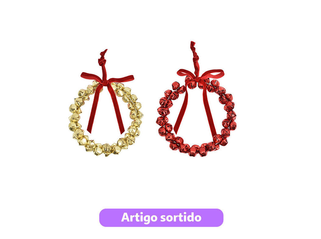 COROA NATAL COM SINO ACTUEL 20CM CORES SORTIDAS image number 0