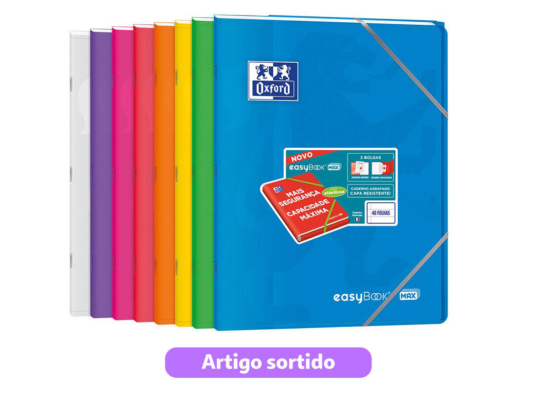 CADERNO AGRAFADO A4 OXFORD EASYBOOK MAXI COM EL&Aacute;STICOS PAUTADO 48 FOLHAS CORES SORTIDAS image number 0