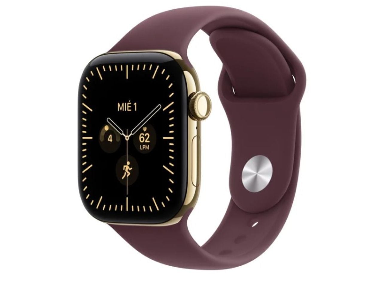 APPLE WATCH SERIES 12 42MM GPS + CELLULAR RADIANT GOLD TITANIUM CASE COM SPORT BAND BURGUNDY - S/M image number 0