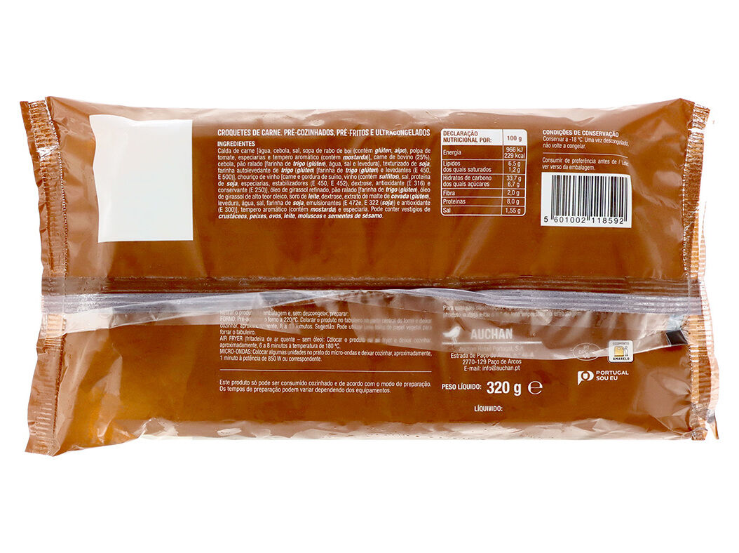 CROQUETES AUCHAN DE CARNE PARA FORNO 10UN 320G image number 1