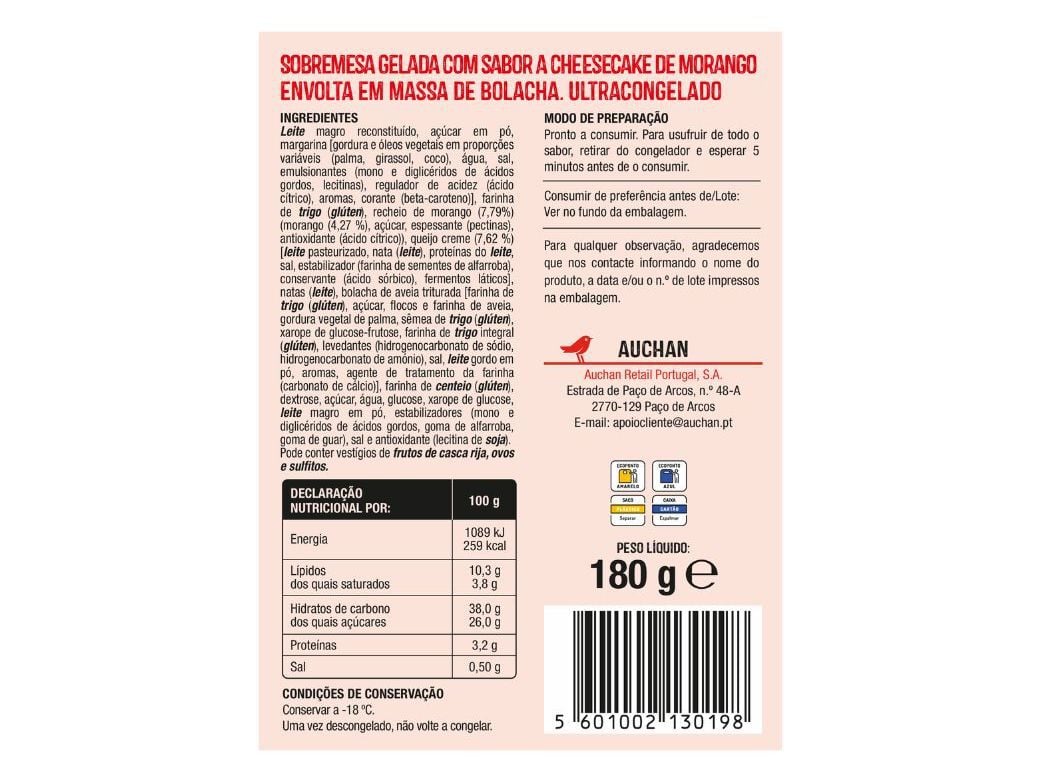 GELADO DOUCI AUCHAN CHEESECAKE DE MORANGO 6UN 180G image number 1