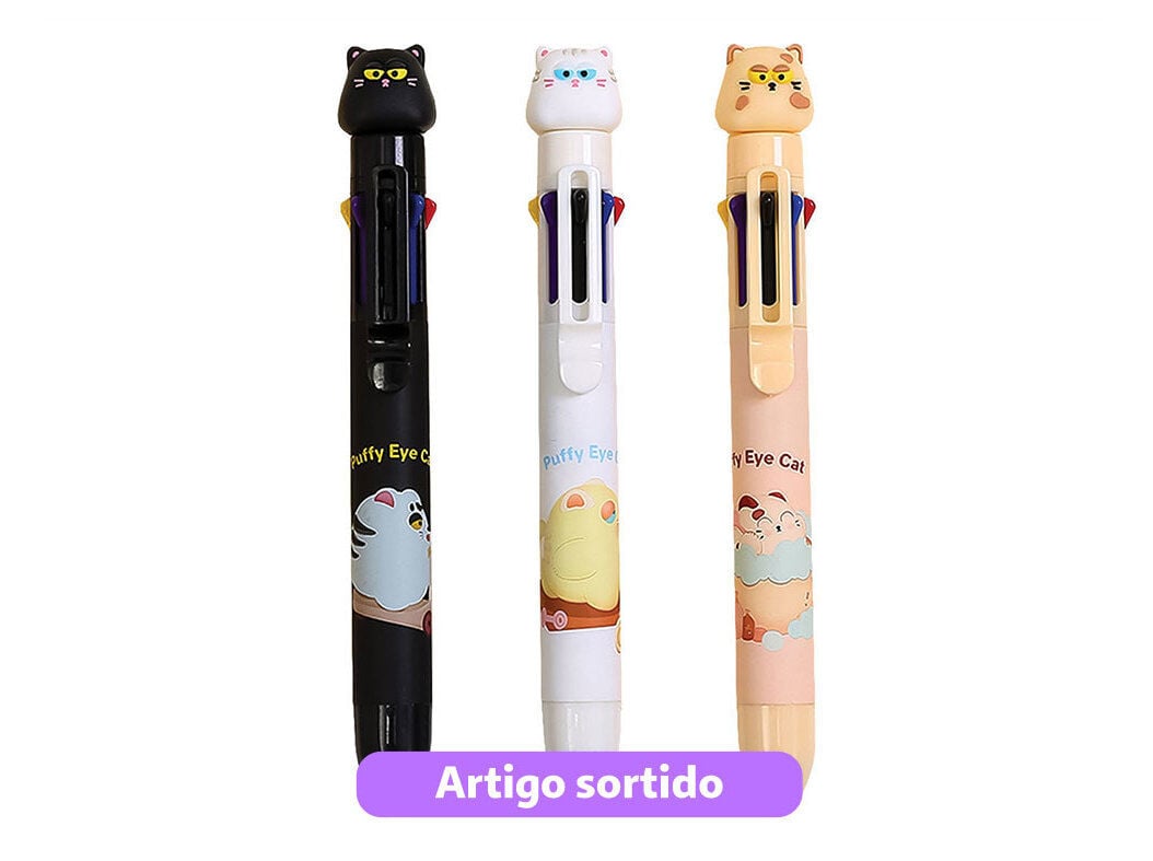 ESFEROGR&Aacute;FICA CUTE GATO PUFFY 8 CORES MODELOS SORTIDOS