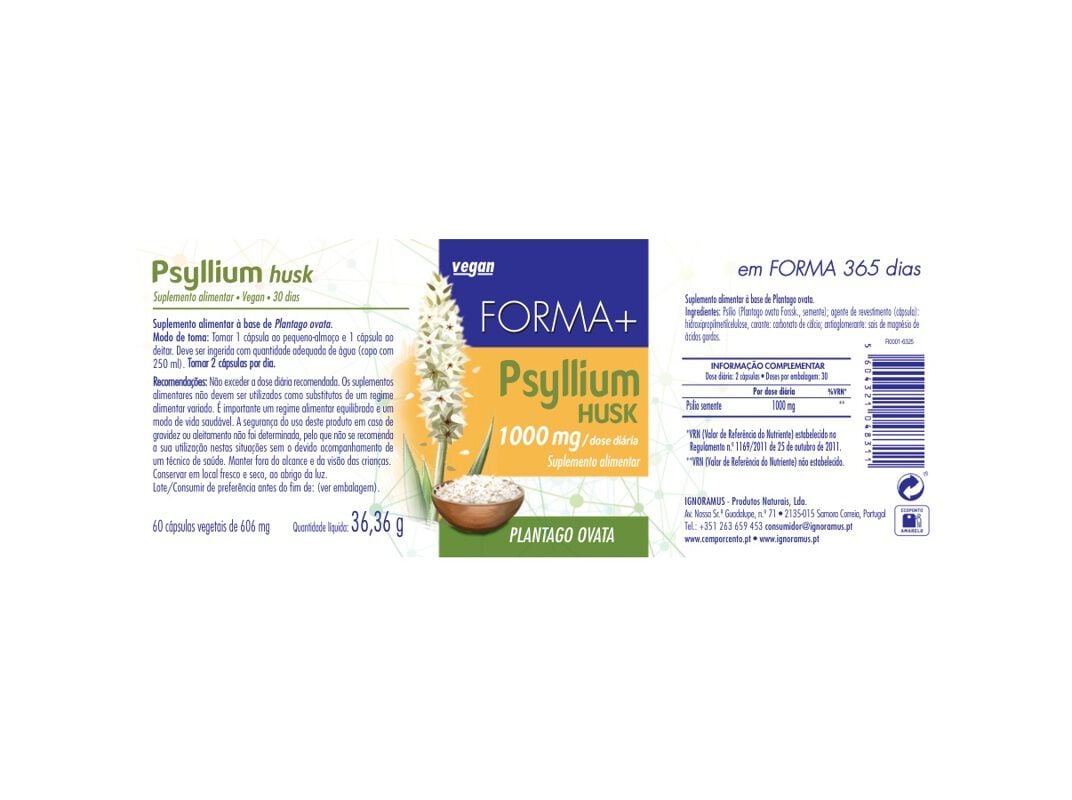 F+ PSYLLIUM HUSK FORMA+ 60 C&Aacute;PSULAS image number 1