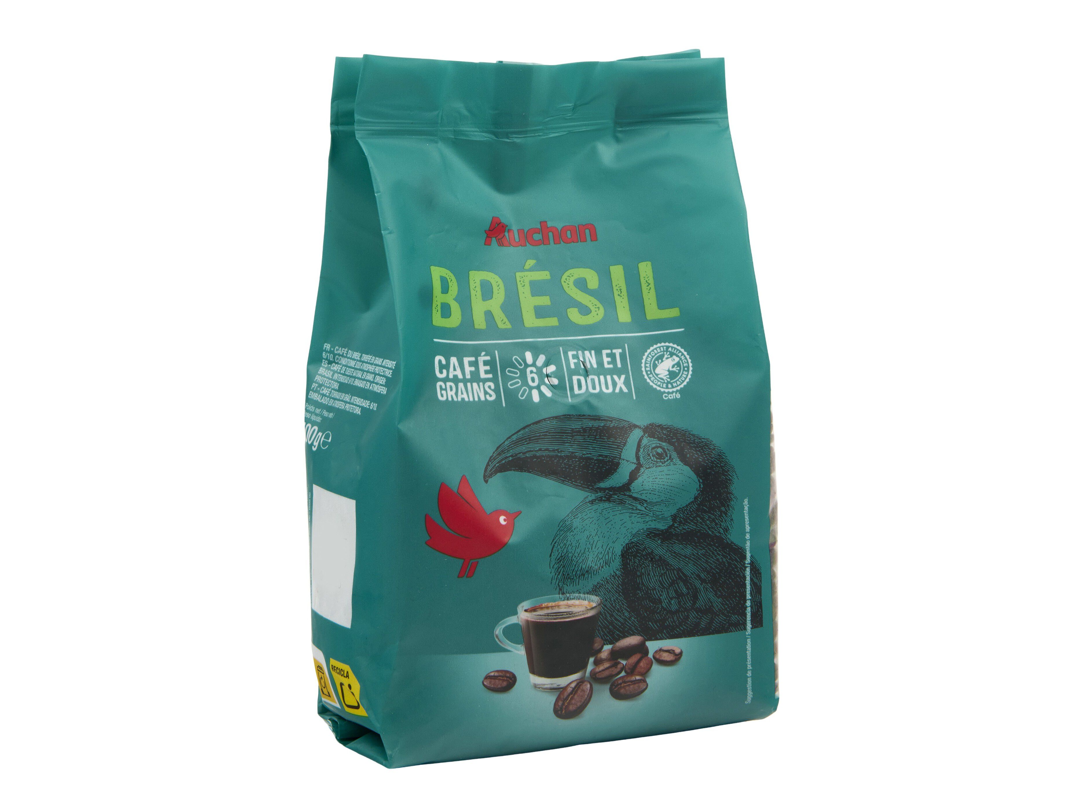 CAF&Eacute; EM GR&Atilde;O AUCHAN SENSA&Ccedil;&Atilde;O BRASIL INTENSIDADE 6 500G image number 0
