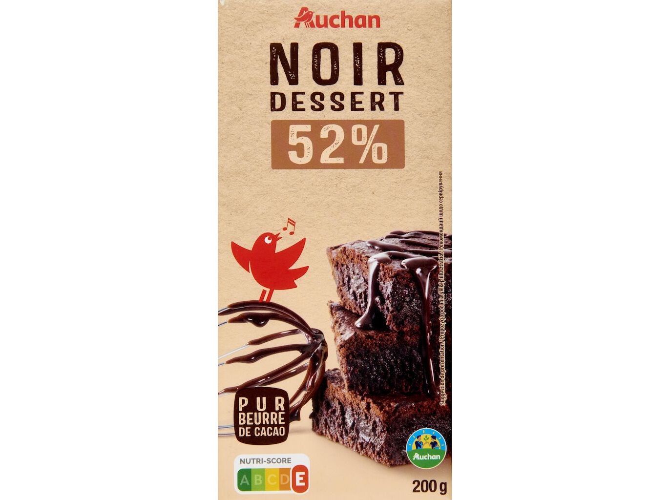 CHOCOLATE NEGRO AUCHAN COB CULIN&Aacute;RIA 52% 200G