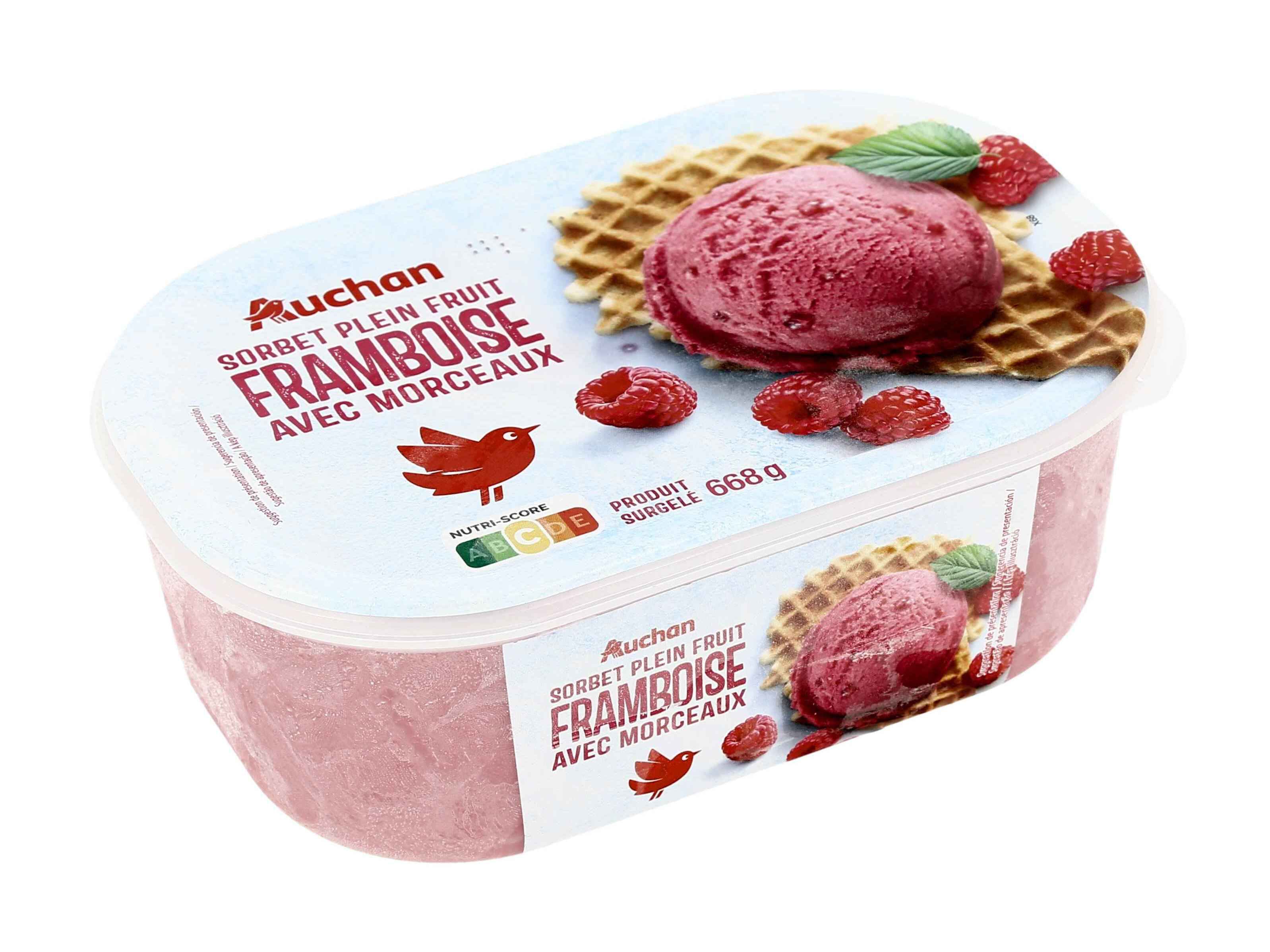 SORBET AUCHAN FRAMBOESA COM PEDA&Ccedil;OS 1L image number 1
