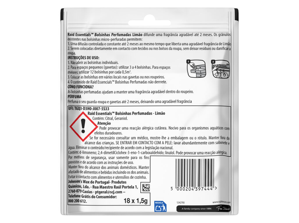 BOLSINHAS PERFUMADAS RAID LIM&Atilde;O 18UN image number 1