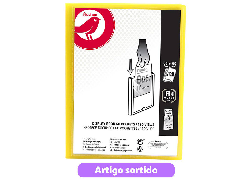 PORTF&Oacute;LIO AUCHAN A4 60+60 BOLSAS CORES SORTIDAS image number 1