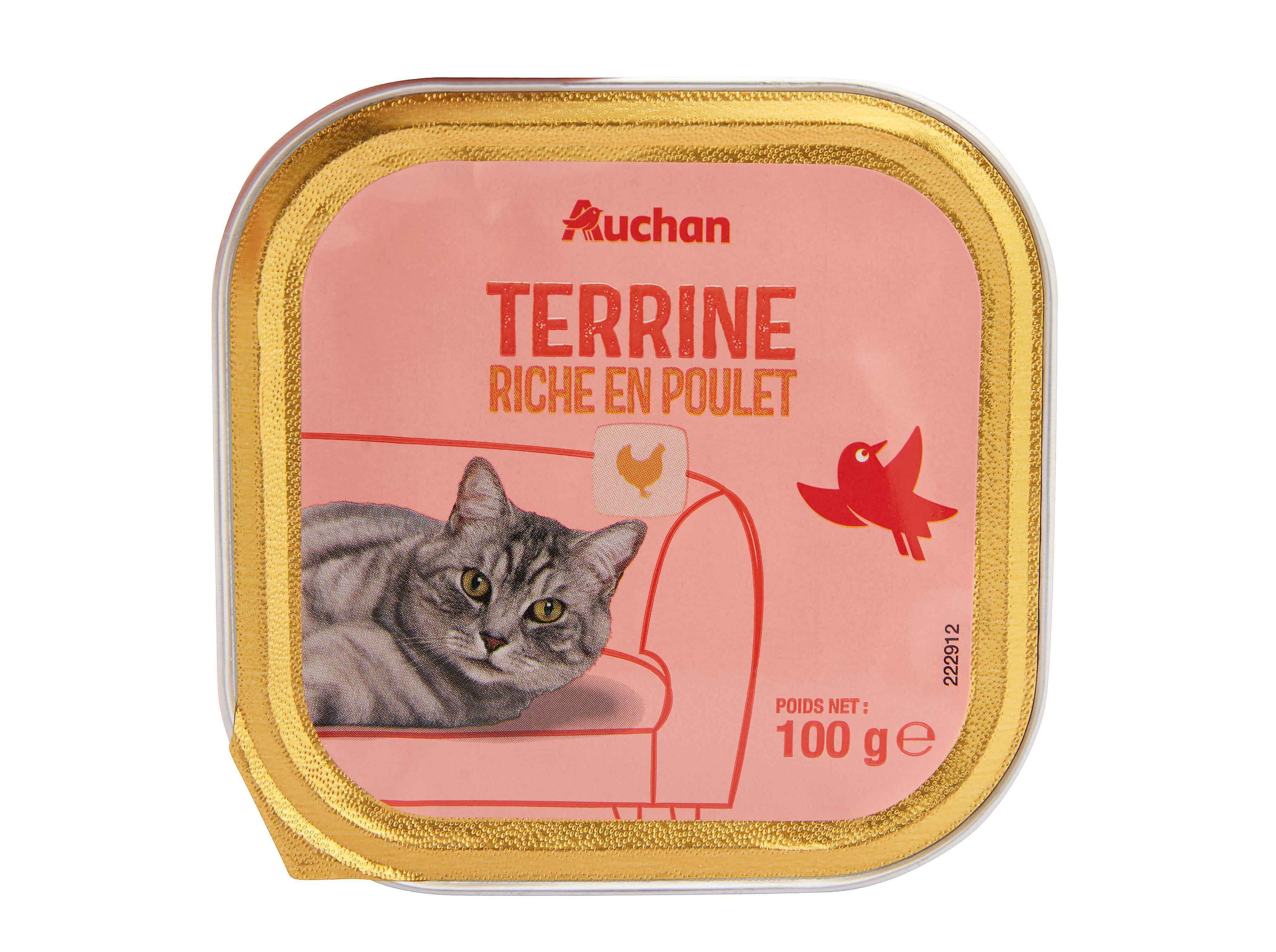 COMIDA H&Uacute;MIDA PARA GATO AUCHAN TERRINA RICO EM FRANGO 100G