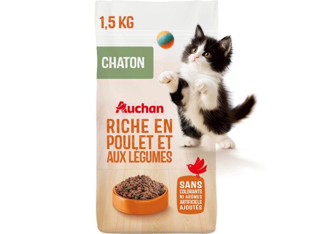 RA&Ccedil;&Atilde;O PARA GATO J&Uacute;NIOR AUCHAN FRANGO E LEGUMES 1.5KG