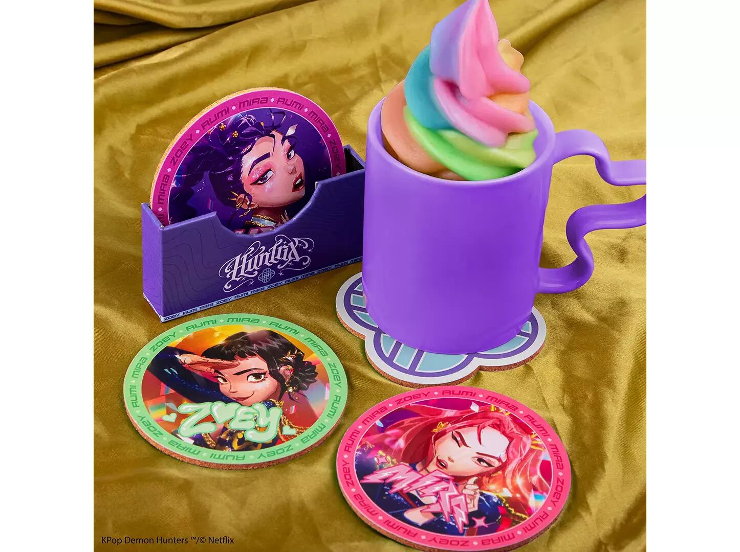 CONJUNTO DE 4 BASES PARA COPOS DEMON HUNTERS HUNTRX image number 1