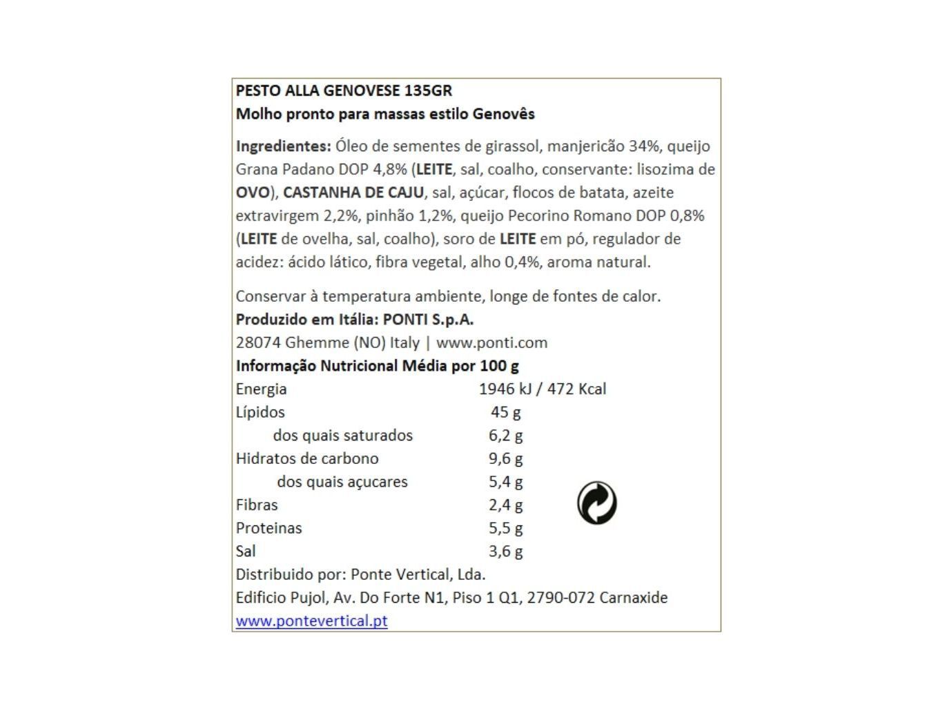 MOLHO PONTI PESTO 135G image number 1