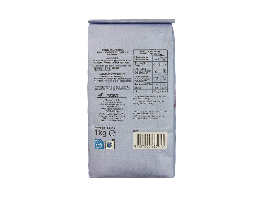 FARINHA TRIGO AUCHAN TIPO 55 PARA P&Atilde;O 1 KG image number 1