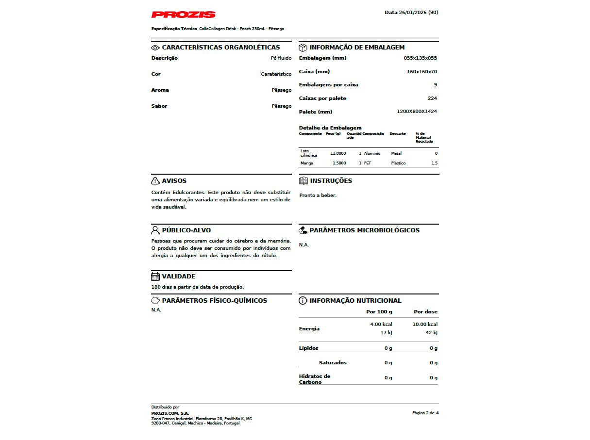 BEBIDAS ISOT&Oacute;NICAS PROZIS COLAG&Eacute;NIO PESSEGO 250ML image number 3