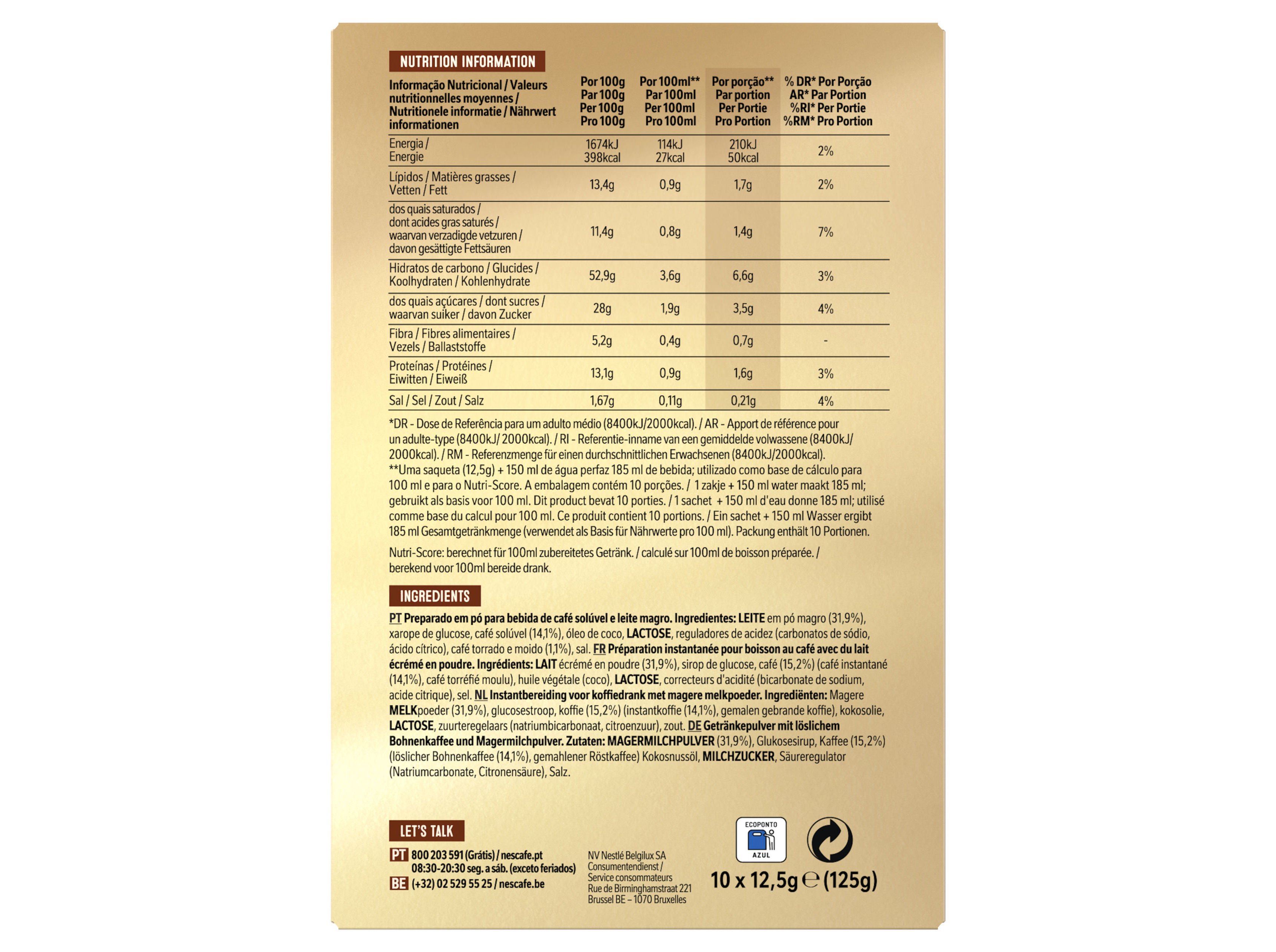 CAPPUCCINO NESCAF&Eacute; INTENSO 10X12.5G image number 1