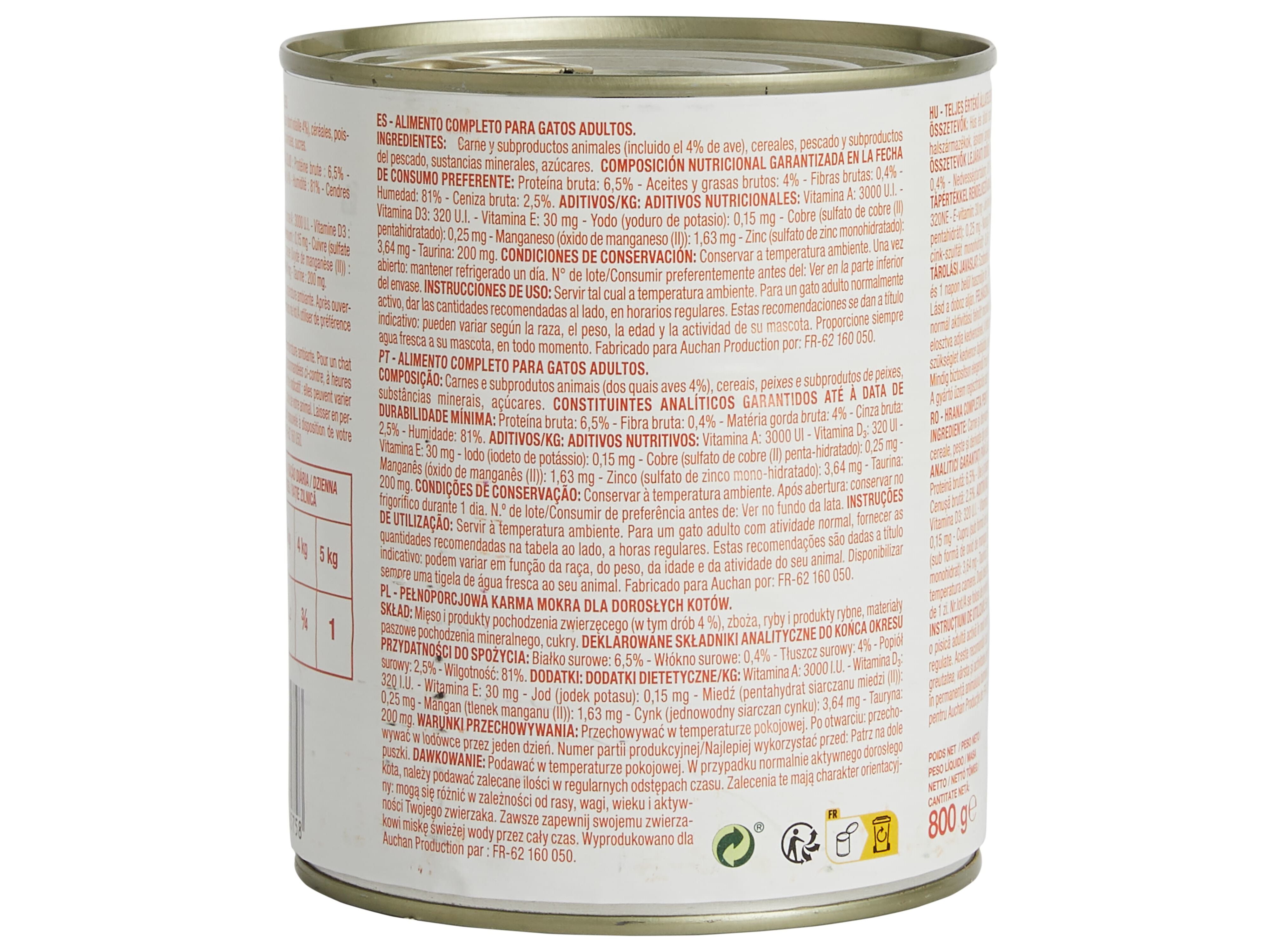 COMIDA H&Uacute;MIDA PARA GATO POLEGAR PEDA&Ccedil;OS EM MOLHO COM AVES 800G image number 1