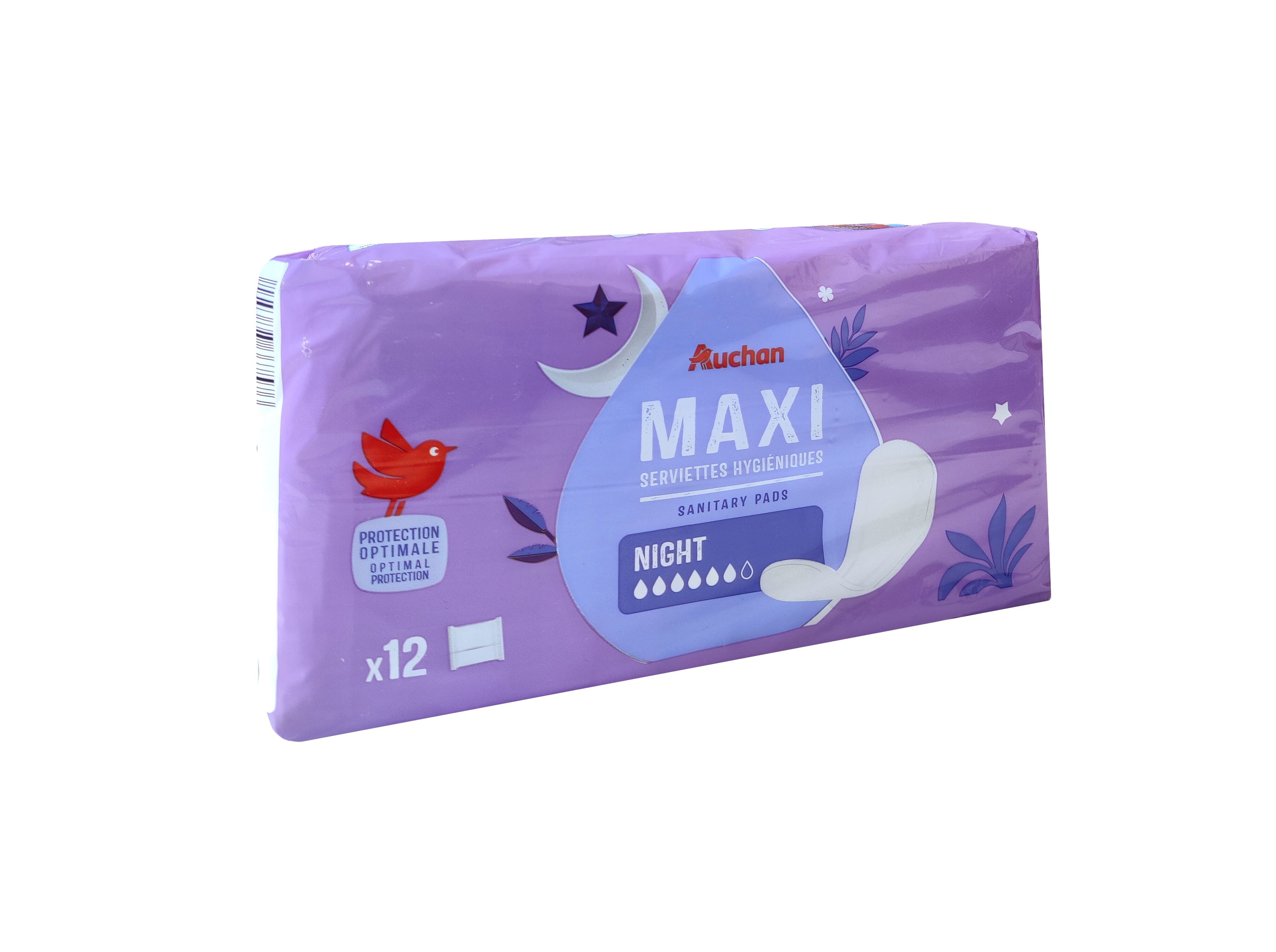 PENSOS HIGI&Eacute;NICOS AUCHAN MAXI NOITE SEM ABAS COM BOLSA 12UN image number 1