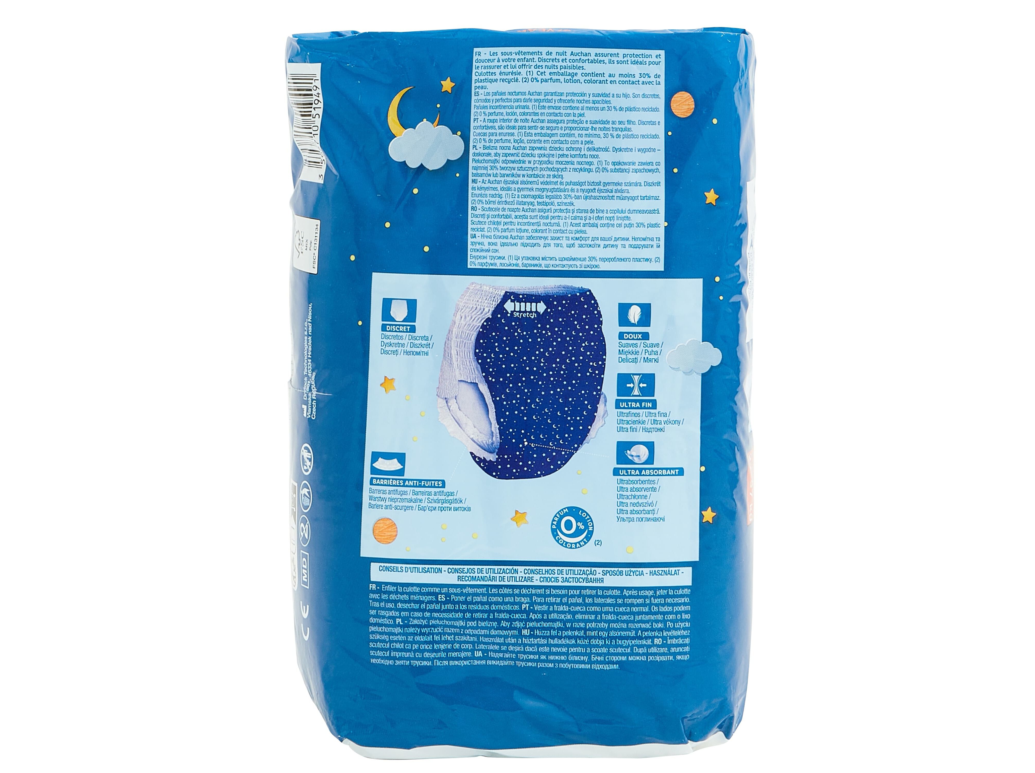 CUECAS NOITE AUCHAN PYJAMA PANTS 8-15 ANOS 27-57KG 12UN image number 1