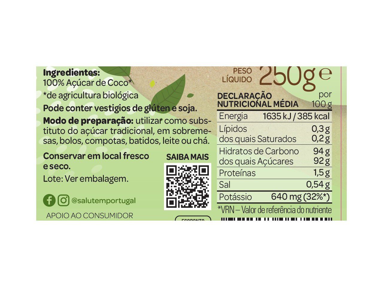 A&Ccedil;&Uacute;CAR SALUTEM DE C&Ocirc;CO BIO 250G image number 1