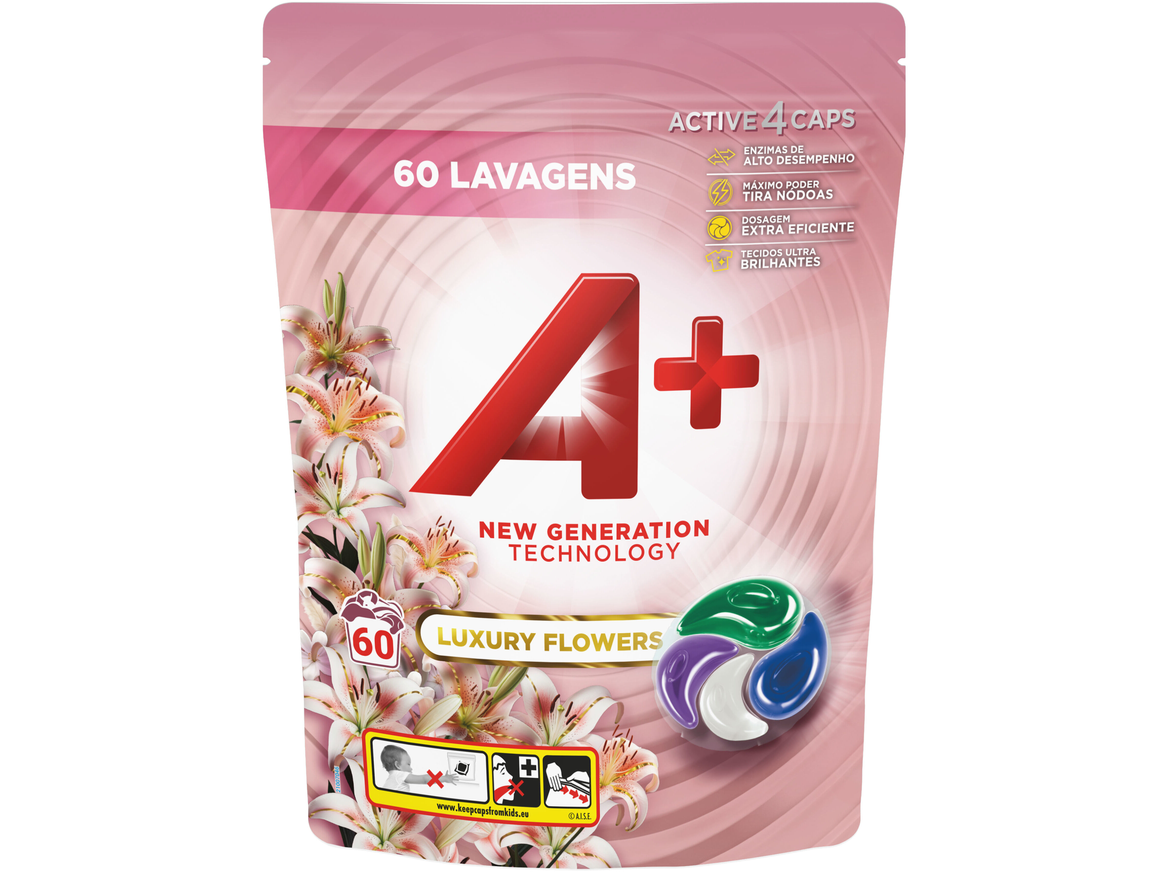 DETERGENTE ROUPA MAQUINA CAPSULAS A+ LUXURY FLOWERS 60 DOSES image number 0