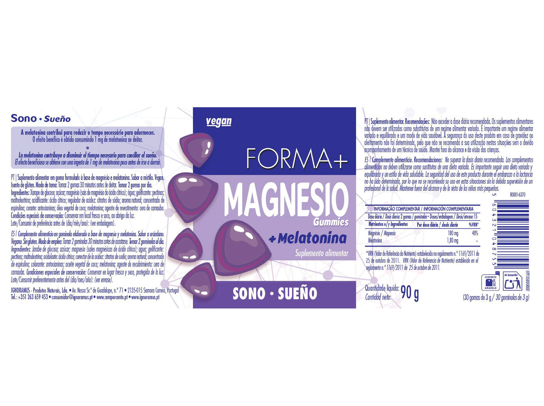 SUPLEMENTO FORMA+ MAGN.+MELATONINA 30 GOM. image number 1