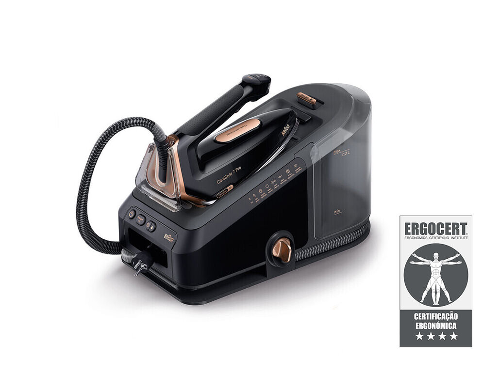 FERRO COM CALDEIRA BRAUN IS7286BK CARESTYLE 7 (PRESS&Atilde;O 8 BAR - JATO VAPOR 650 G/MIN)