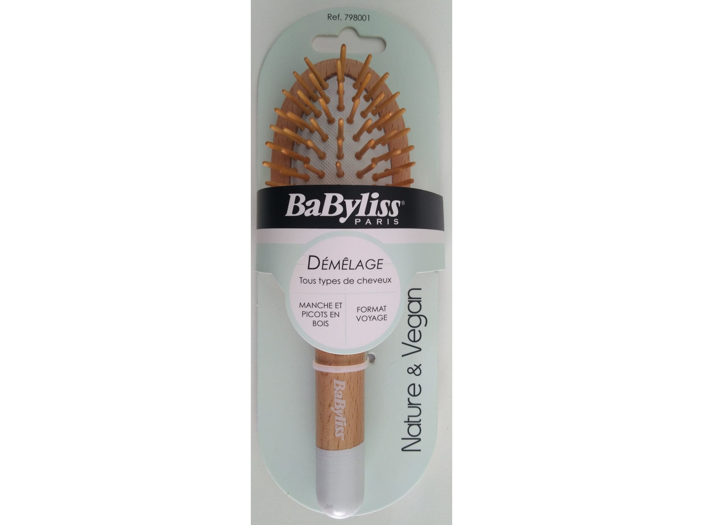 Escova Pequena Desenbara&ccedil;ante de Madeira Natura&Vegan Babyliss un image number 0