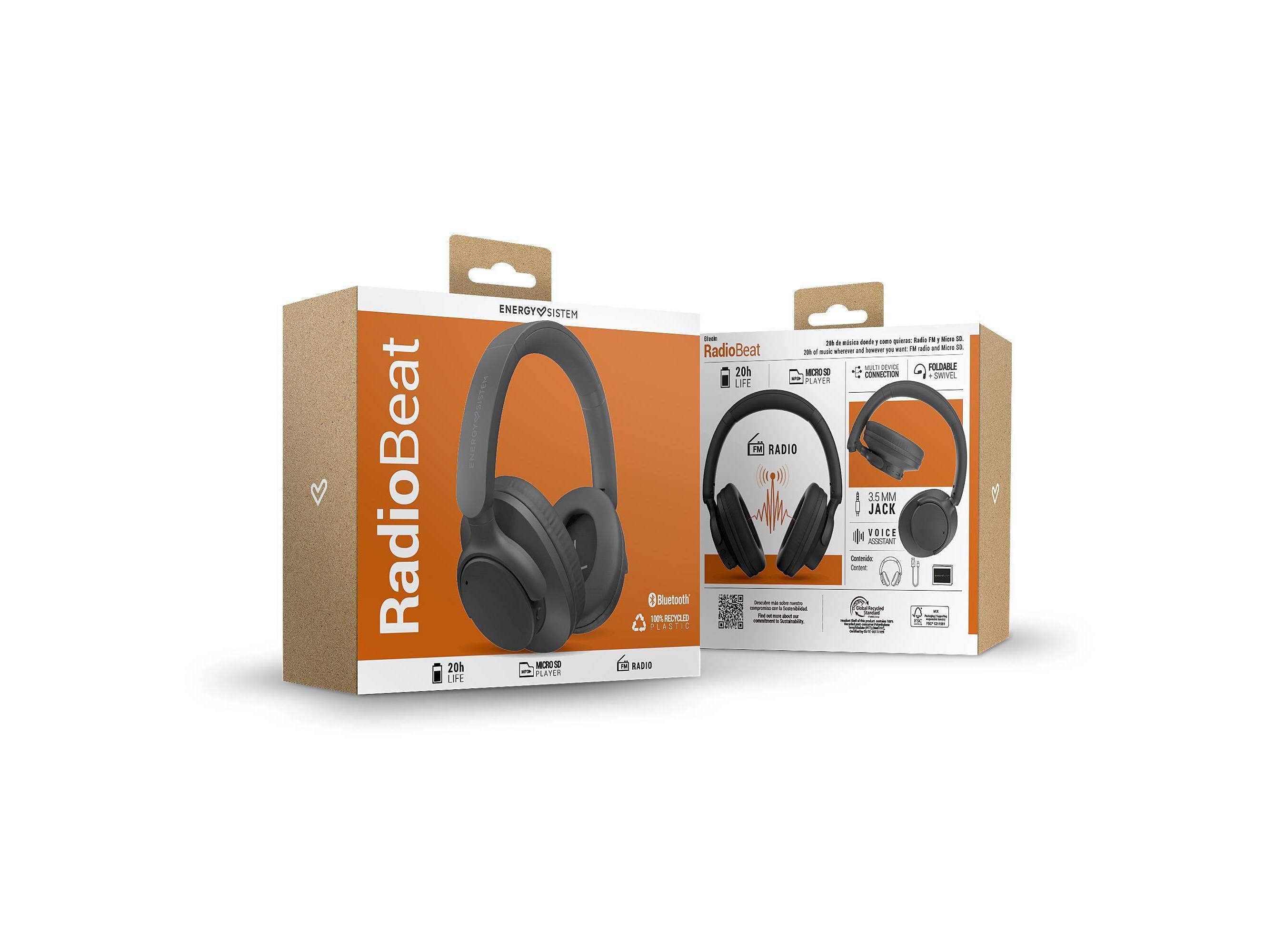 AUSCULTADORES BT ENERGY SISTEM BLACK RADIOBEAT PRETO image number 5