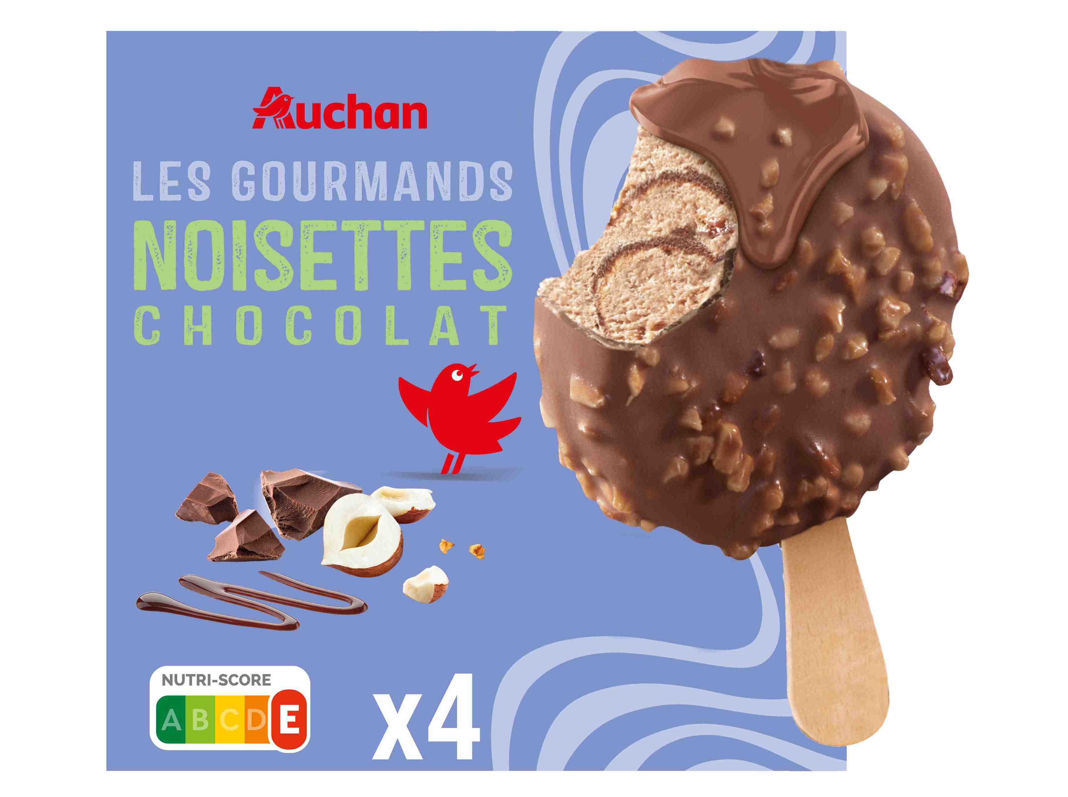 GELADO AUCHAN AVEL&Atilde; COM CHOCOLATE DE LEITE 4X70ML image number 0