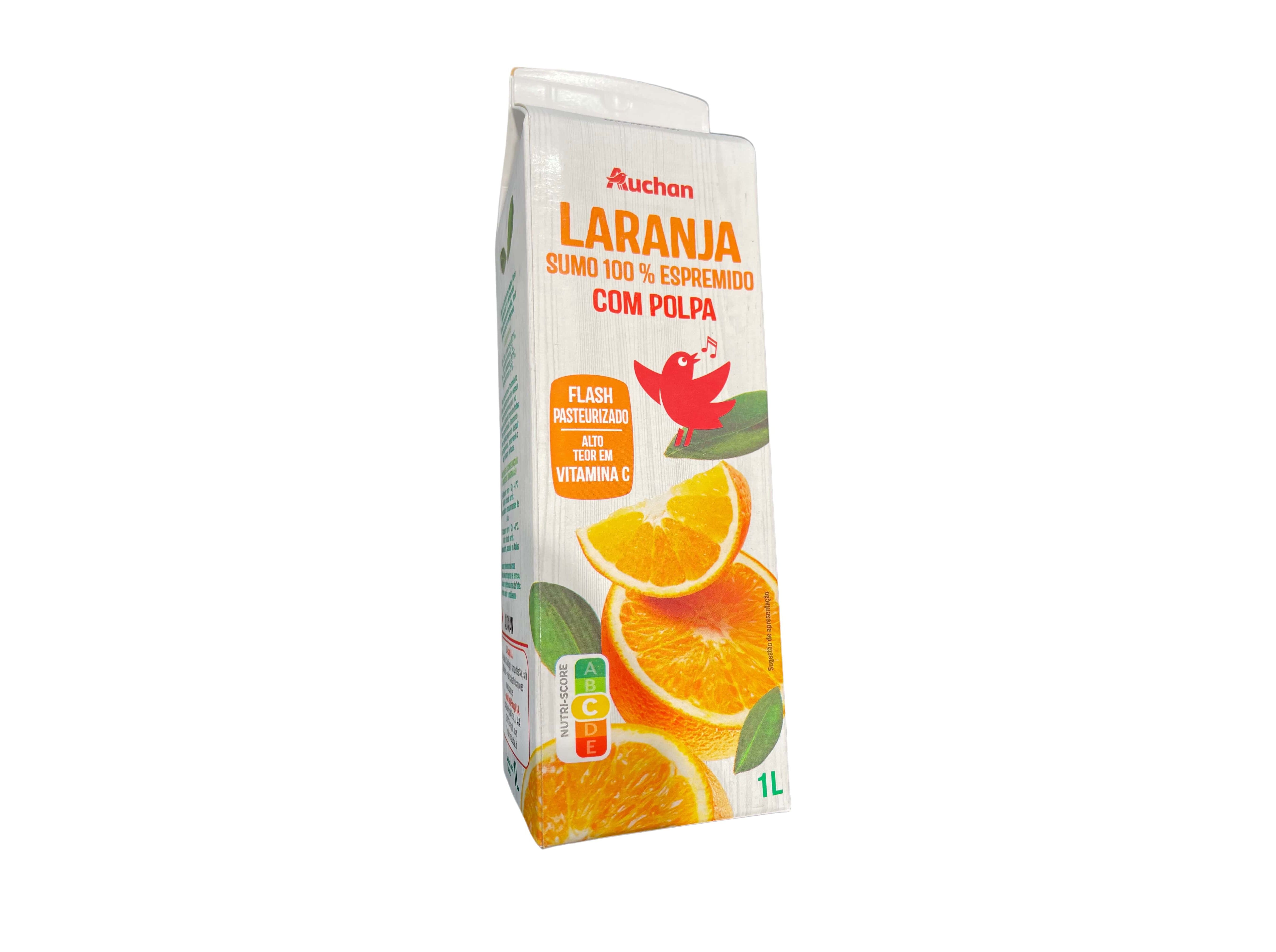 SUMO AUCHAN DE LARANJA COM POLPA 100% ESPREMIDO 1L
