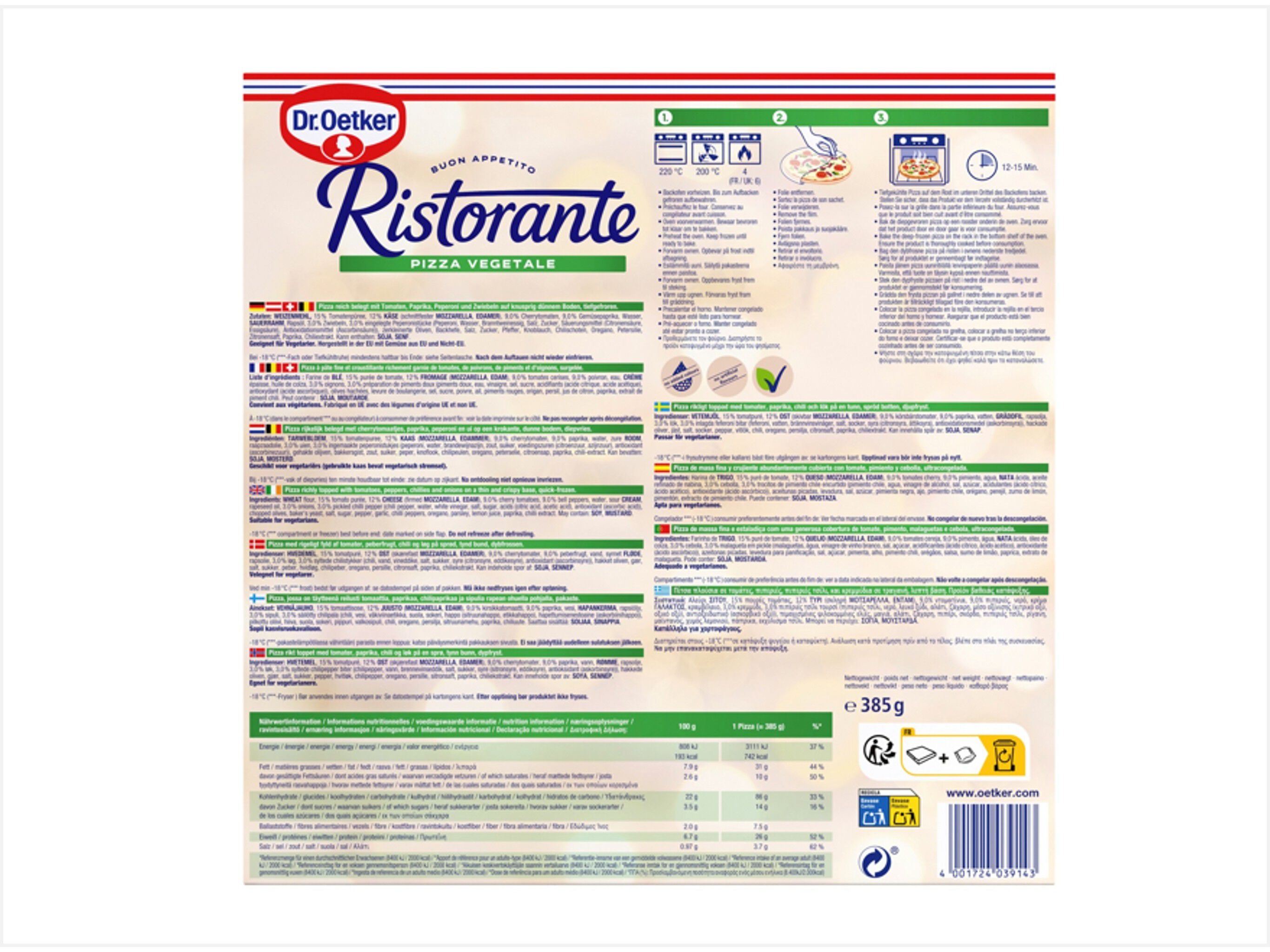 PIZZA DR.OETKER RISTORANTE VEGETALE 386G image number 1
