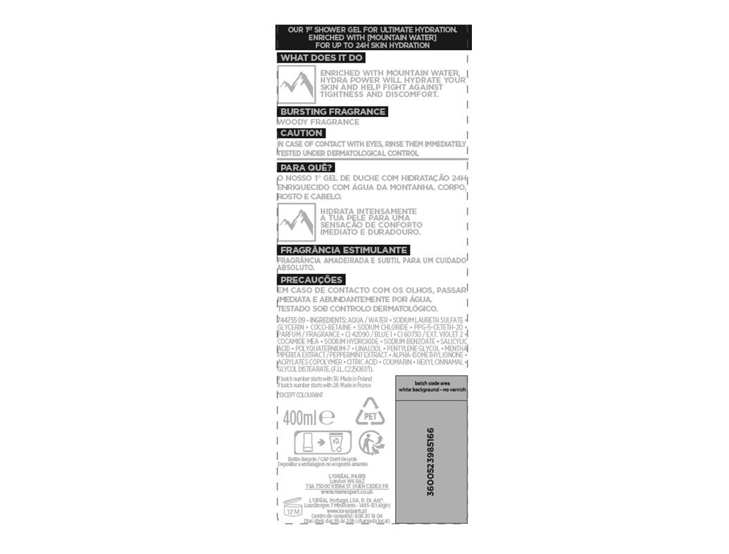 GEL MEN EXPERT DE BANHO HYDRA POWER 400ML image number 1