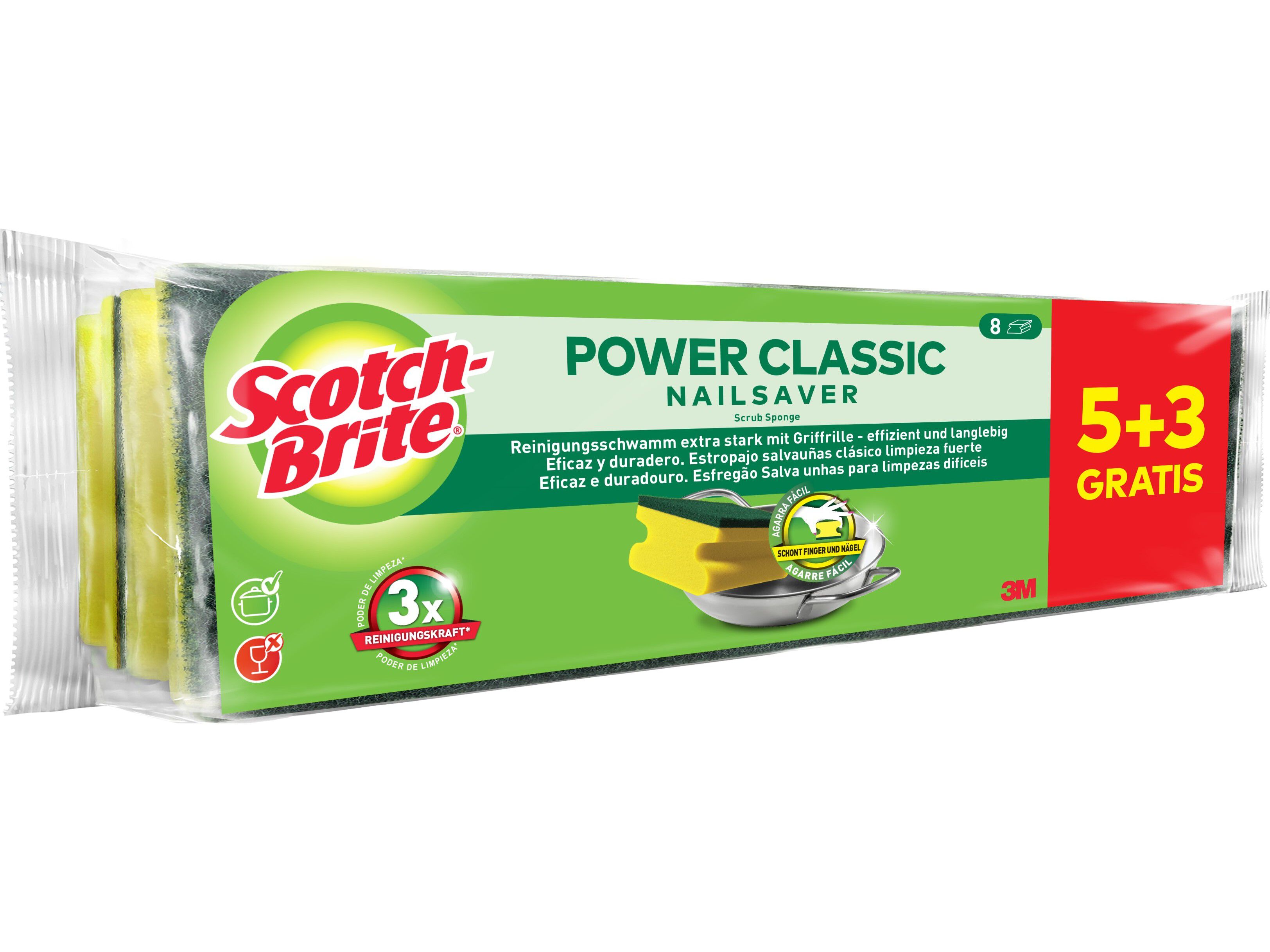 ESFREG&Atilde;O SCOTCH-BRITE VERDE SALVA UNHAS 5+3 UN image number 1