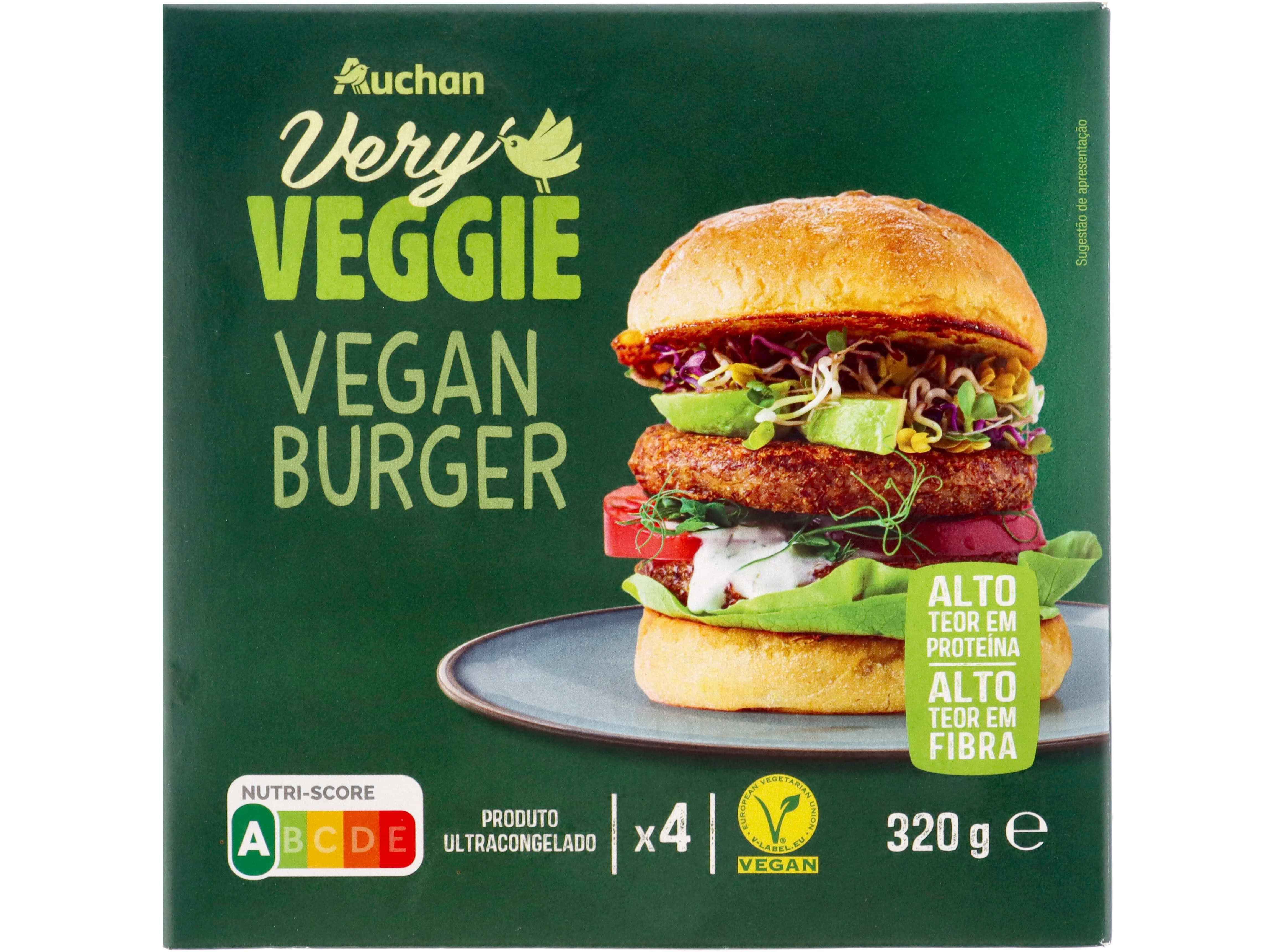 VEGAN BURGUER AUCHAN VERY VEGGIE 4UN 320G image number 0
