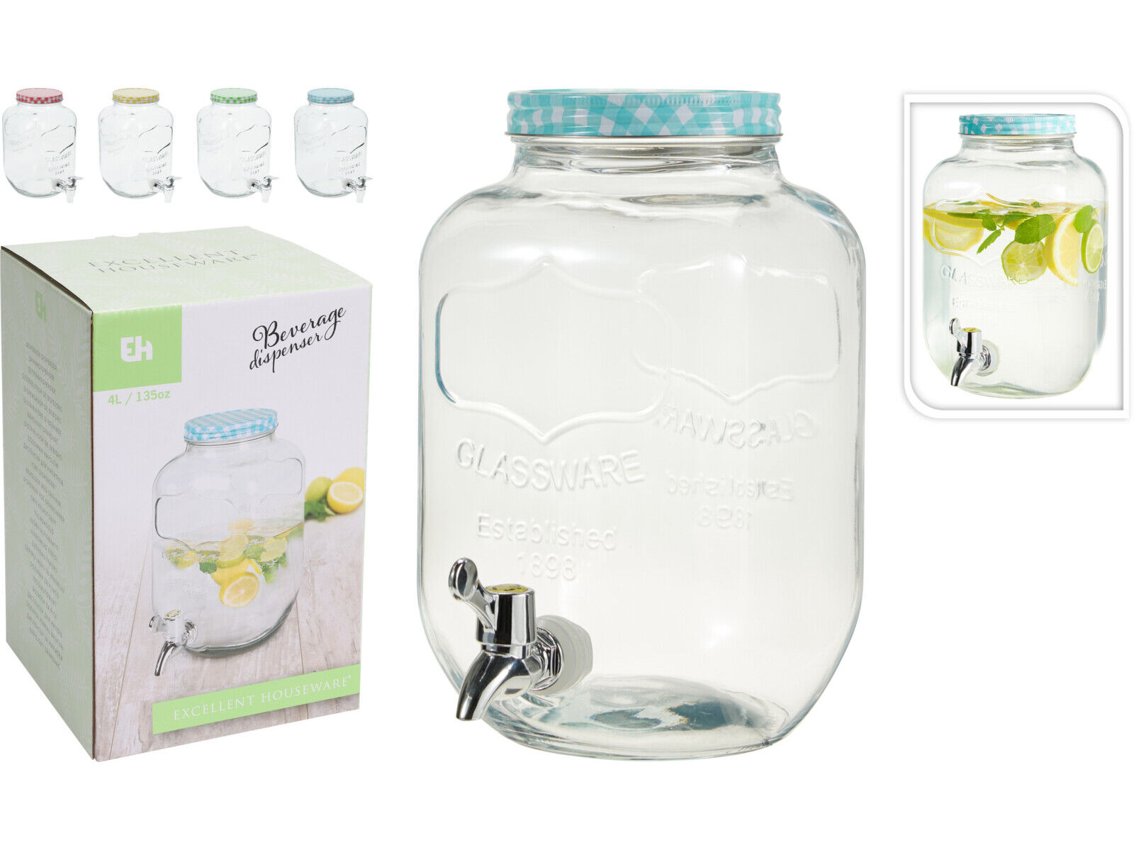 DISPENSADOR BEBIDAS EH VIDRO 4L CORES SORTIDAS image number 1