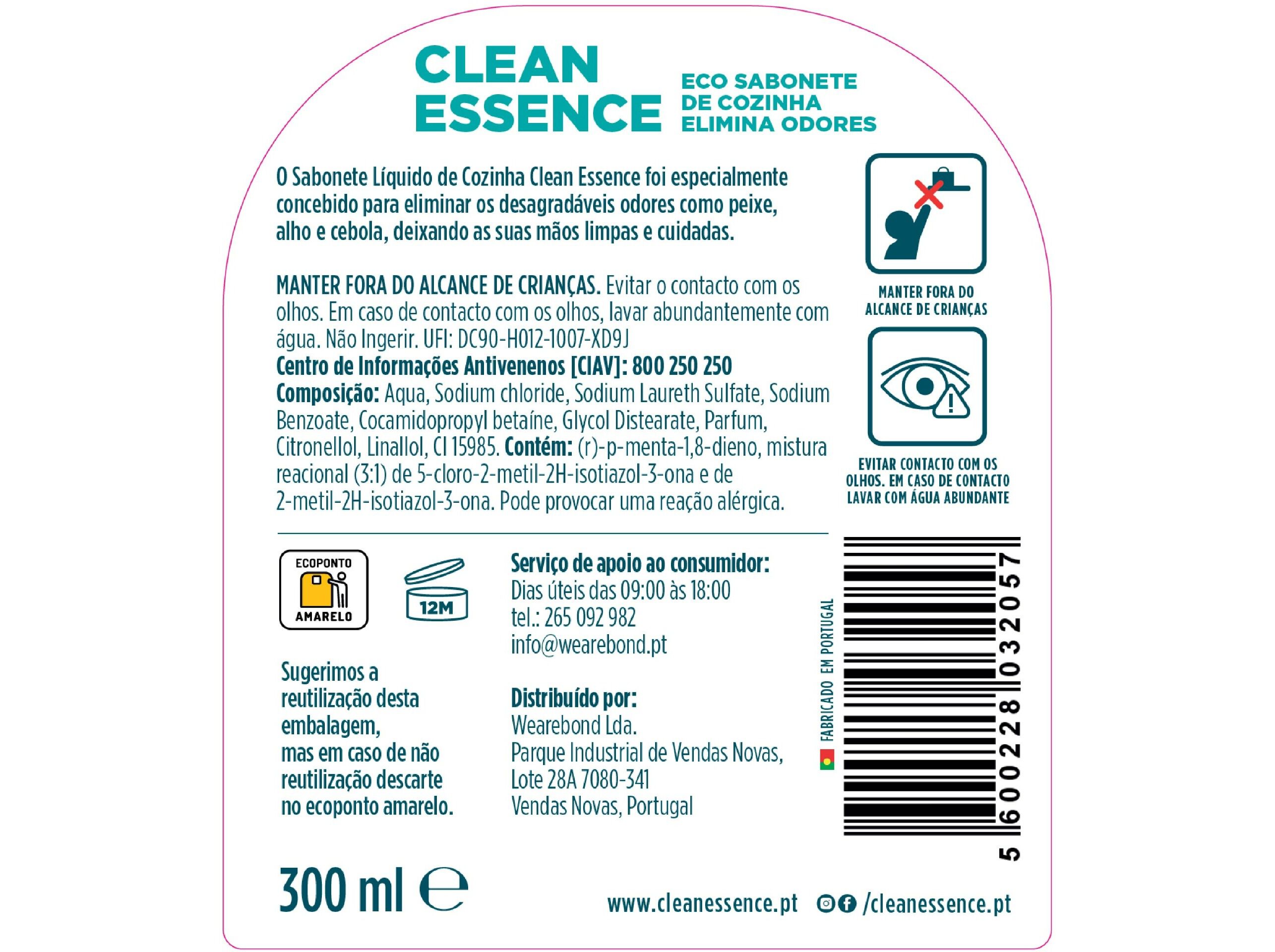 Sabonete Eco Cozinha Elimina Odores Clean Essence 300 ml image number 1