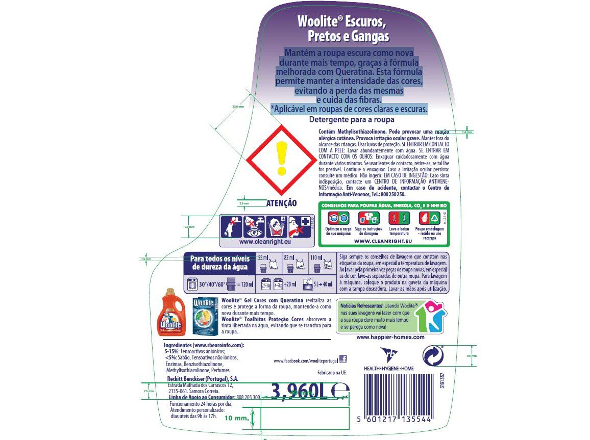 DETERGENTE ROUPA LIQUIDO WOOLITE ESCUROS 72DOSES image number 1