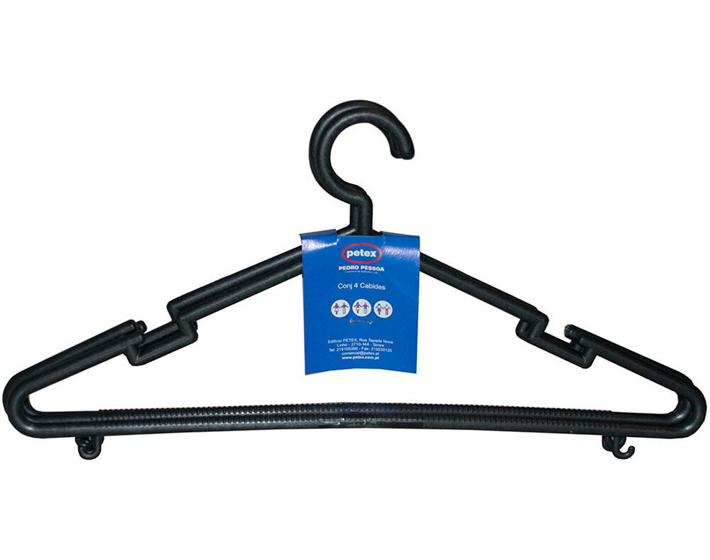 CABIDE PETEX PRETO EM PL&Aacute;STICO 39.5X3X16CM PACK 4 UNIDADES