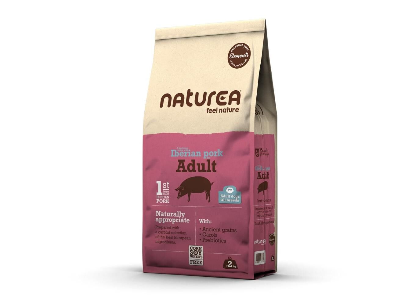 RA&Ccedil;&Atilde;O C&Atilde;O NATUREA ELEMENTS ADULTO IBERIAN PORK 2KG image number 1