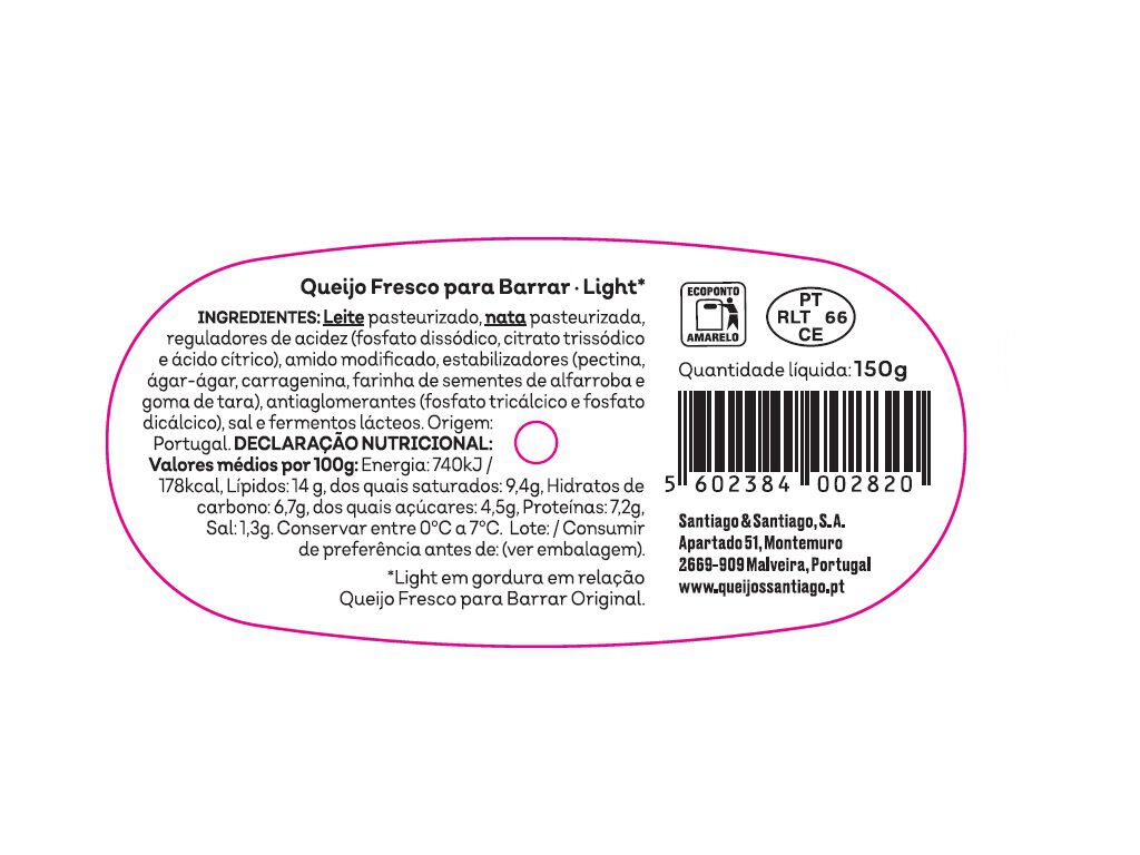 QUEIJO SANTIAGO BARRAR LIGHT 150G image number 2
